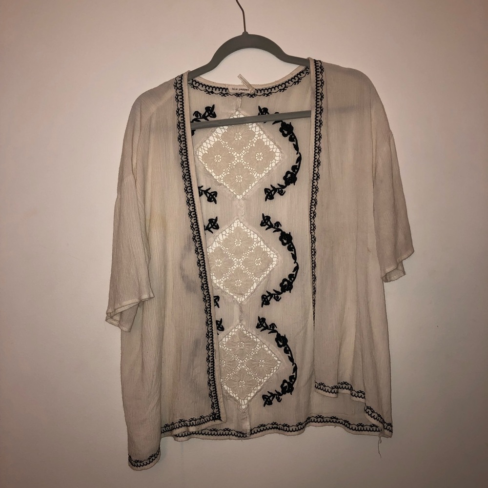 White CoverUp with Flower Crochet Detailing